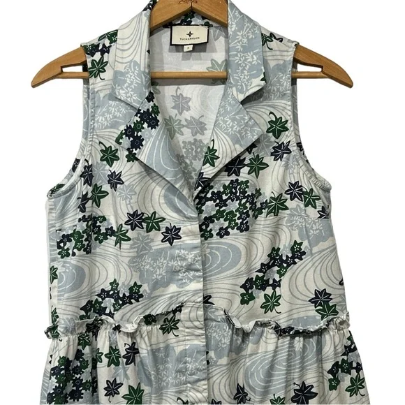 Tuckernuck Royal Shirtdress Coastal Preppy Province Breeze Floral Print Blue S - Picture 3 of 15